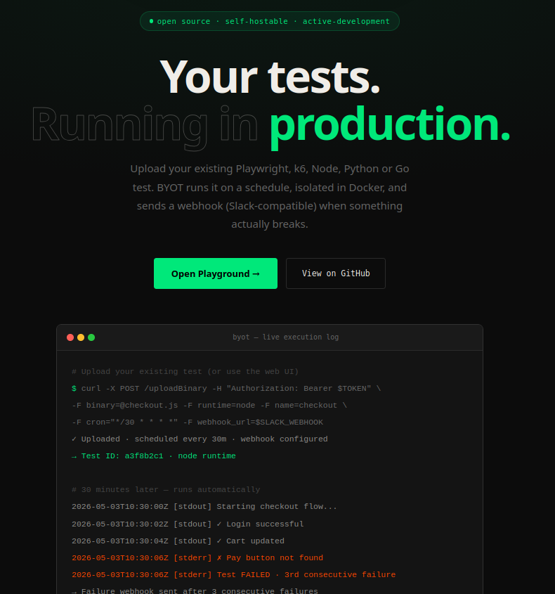 BYOT: I built a way to run the tests you already have in production